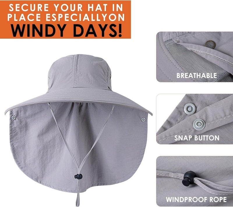 HEEHIPOO Store Mens Women Fishing Hat UPF 50+ Wide Brim Sun Hat with Face Cover & Neck Flap - Image 4
